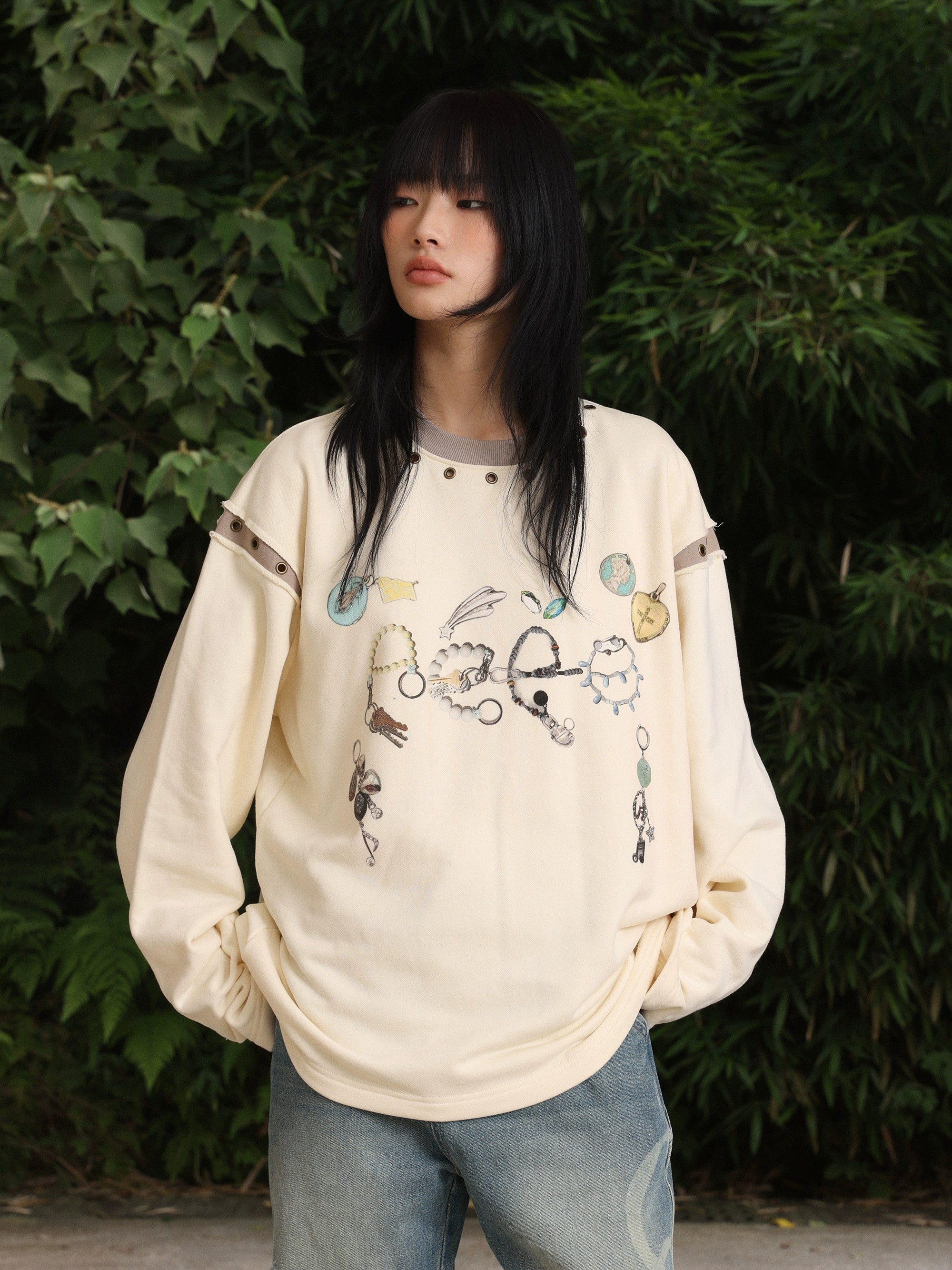 “财富五车” | eeeeArtmonster24FW珠宝LOGO印花解构金属卫衣