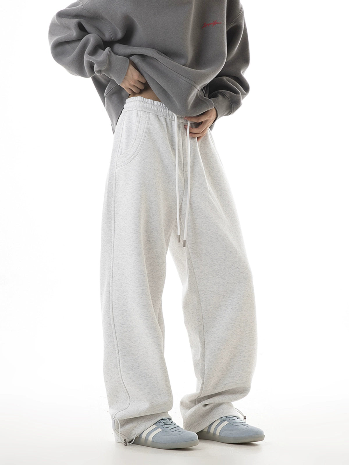 ICH MODE 美式复古休闲运动卫裤女秋冬国潮牌宽松垂感直筒休闲裤