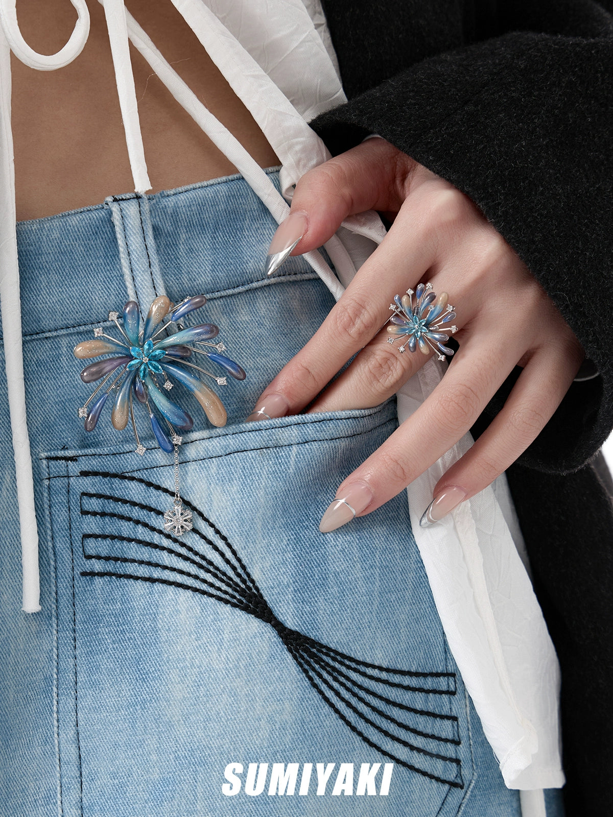 人手一个! SUMIYAKI 纯手工烟花胸针春夏包挂西装外套别针配饰女