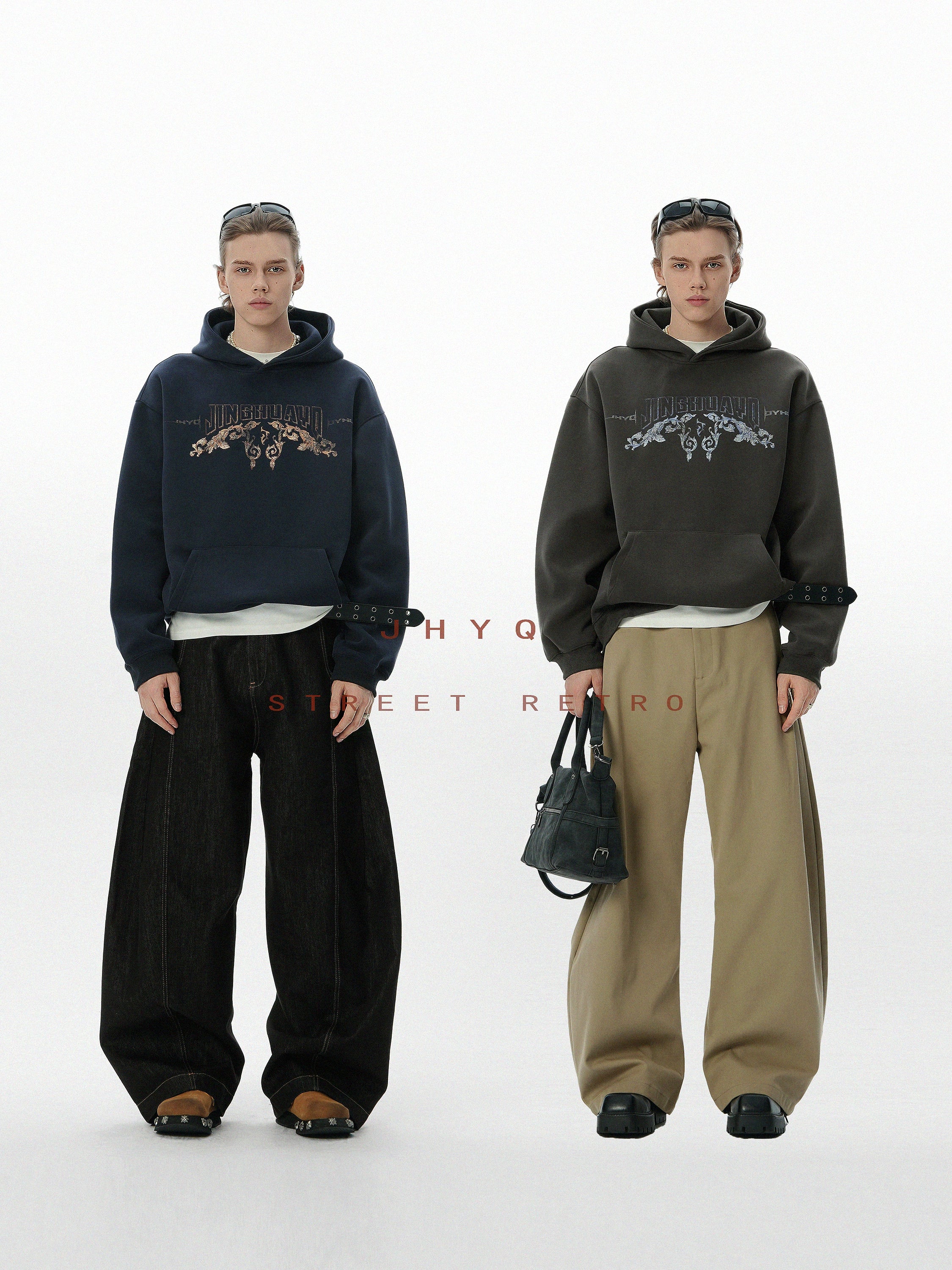 青花瓷丨JHYQ秋季新款400G重磅连帽卫衣男休闲百搭套头情侣帽衫