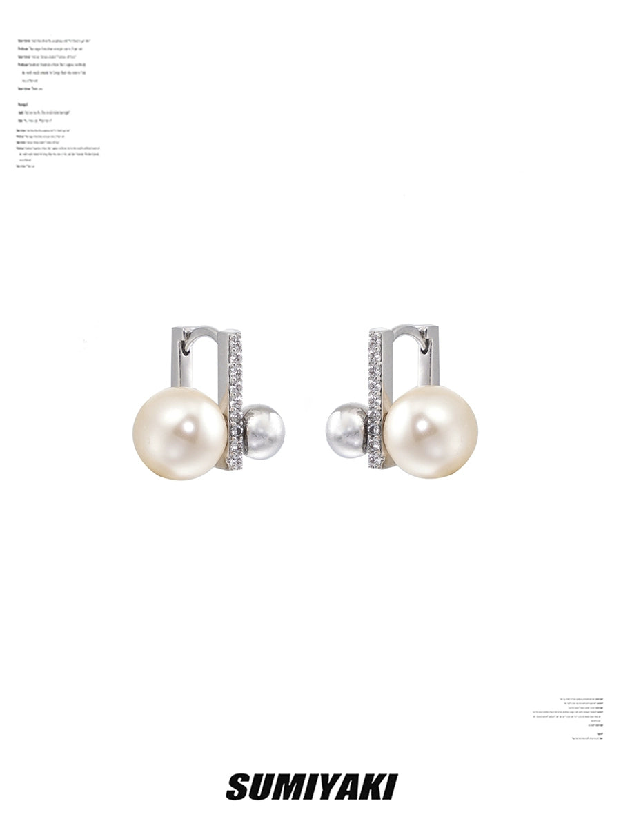 简约就是高级!SUMIYAKI原创双层方块珍珠耳钉精致简约百搭耳环