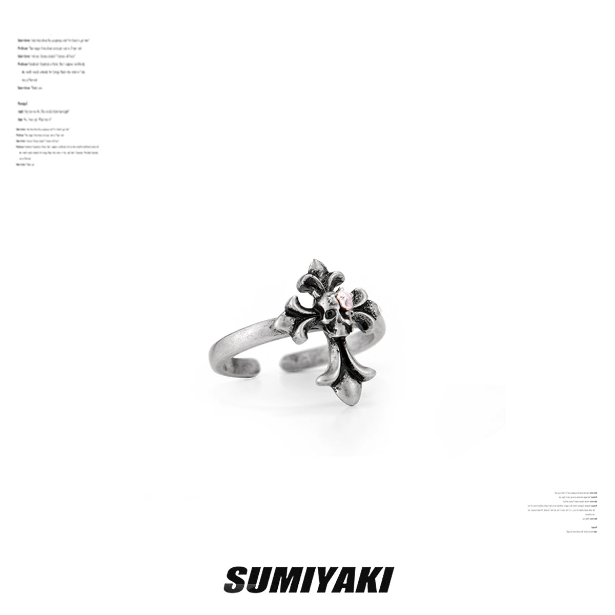 骷髅美学!SUMIYAKI 骷髅头玫瑰十字架戒指女