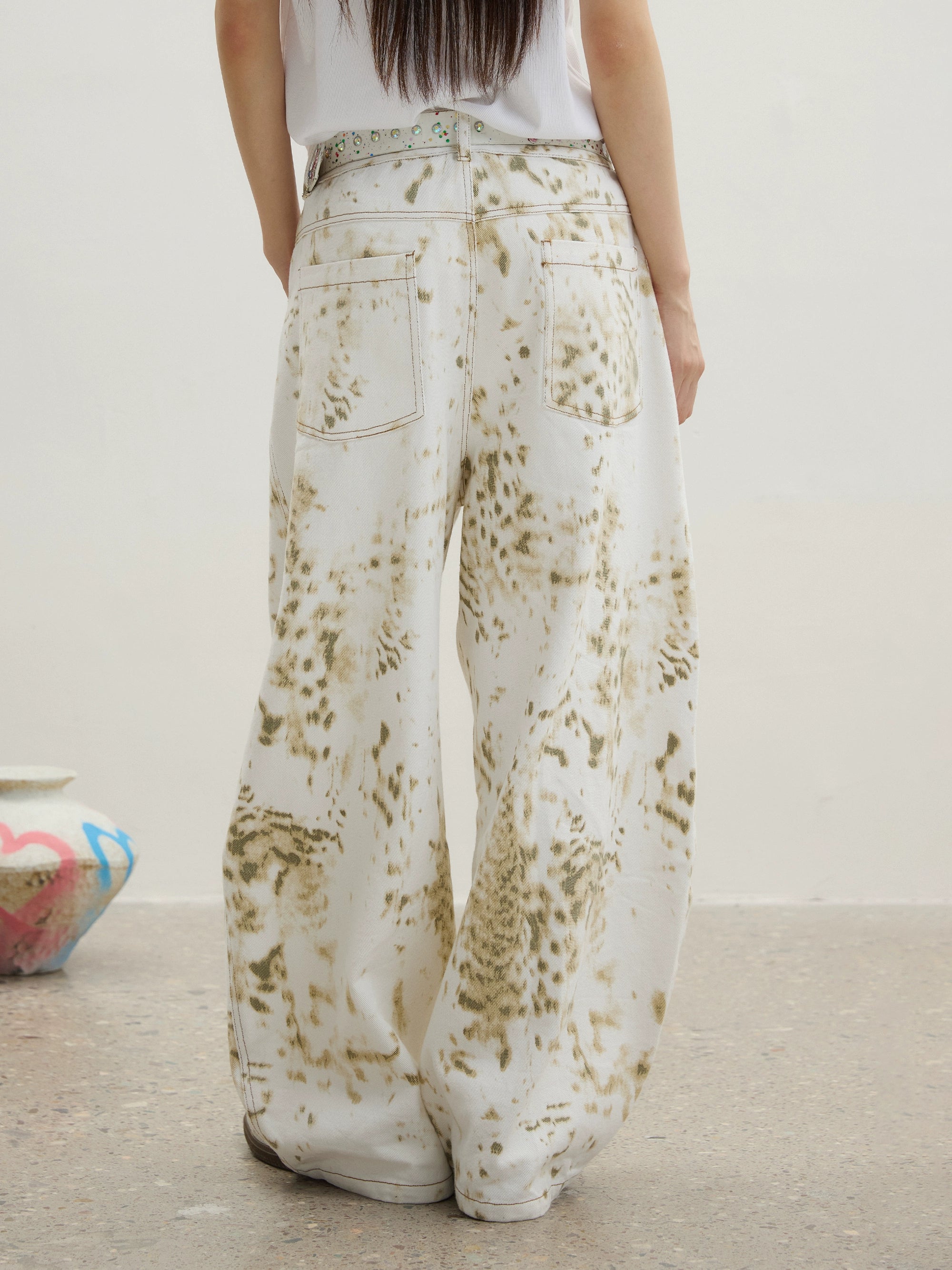 “观兽”| eeee小众设计感雪豹工装裤斑驳豹纹潮流长裤阔腿休闲裤