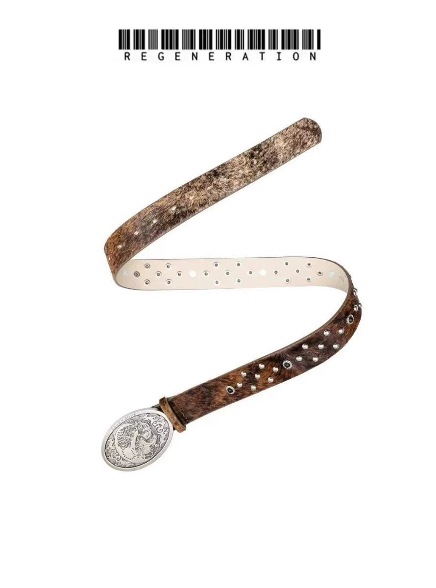 【Gai/布瑞吉/脆皮/李大奔/杨和苏同款】RZ 进口头层马毛龙虎皮带