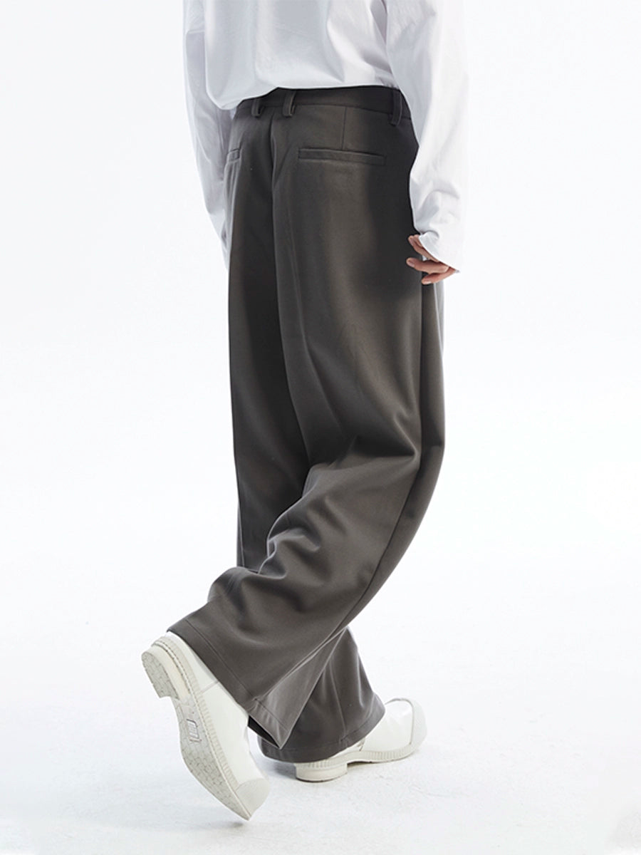 潮WOO专属TERRAINCOGNITA宽松绒感毛呢西裤百搭垂感长裤阔腿裤男