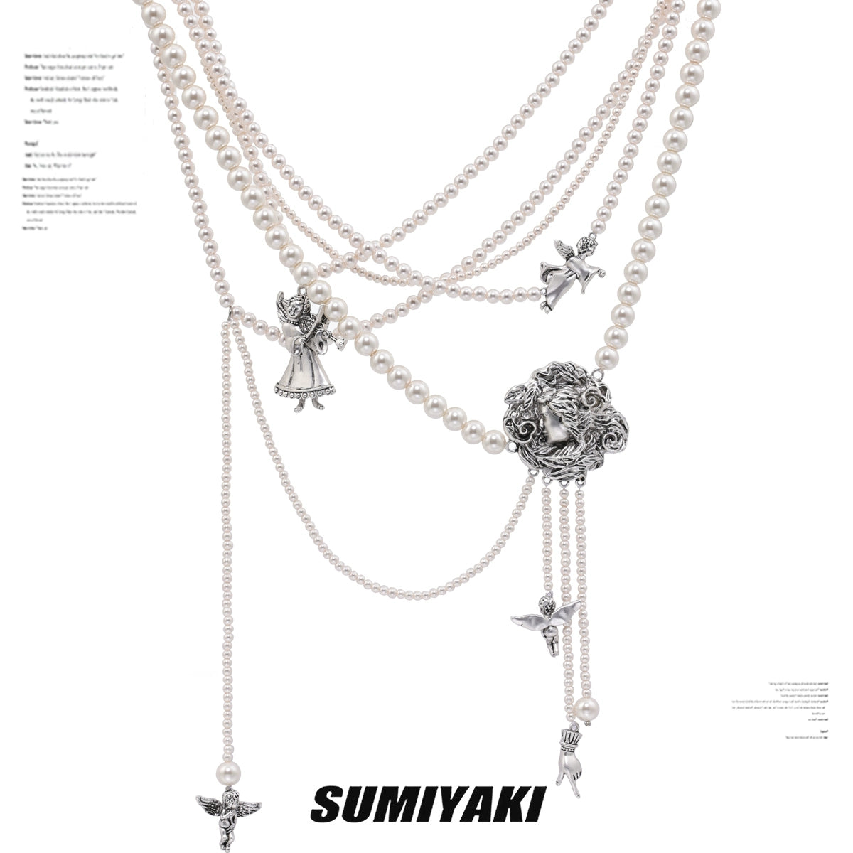 重工bi入款!SUMIYAKI原创美拉德美式珍珠项链重工小众个性毛衣链