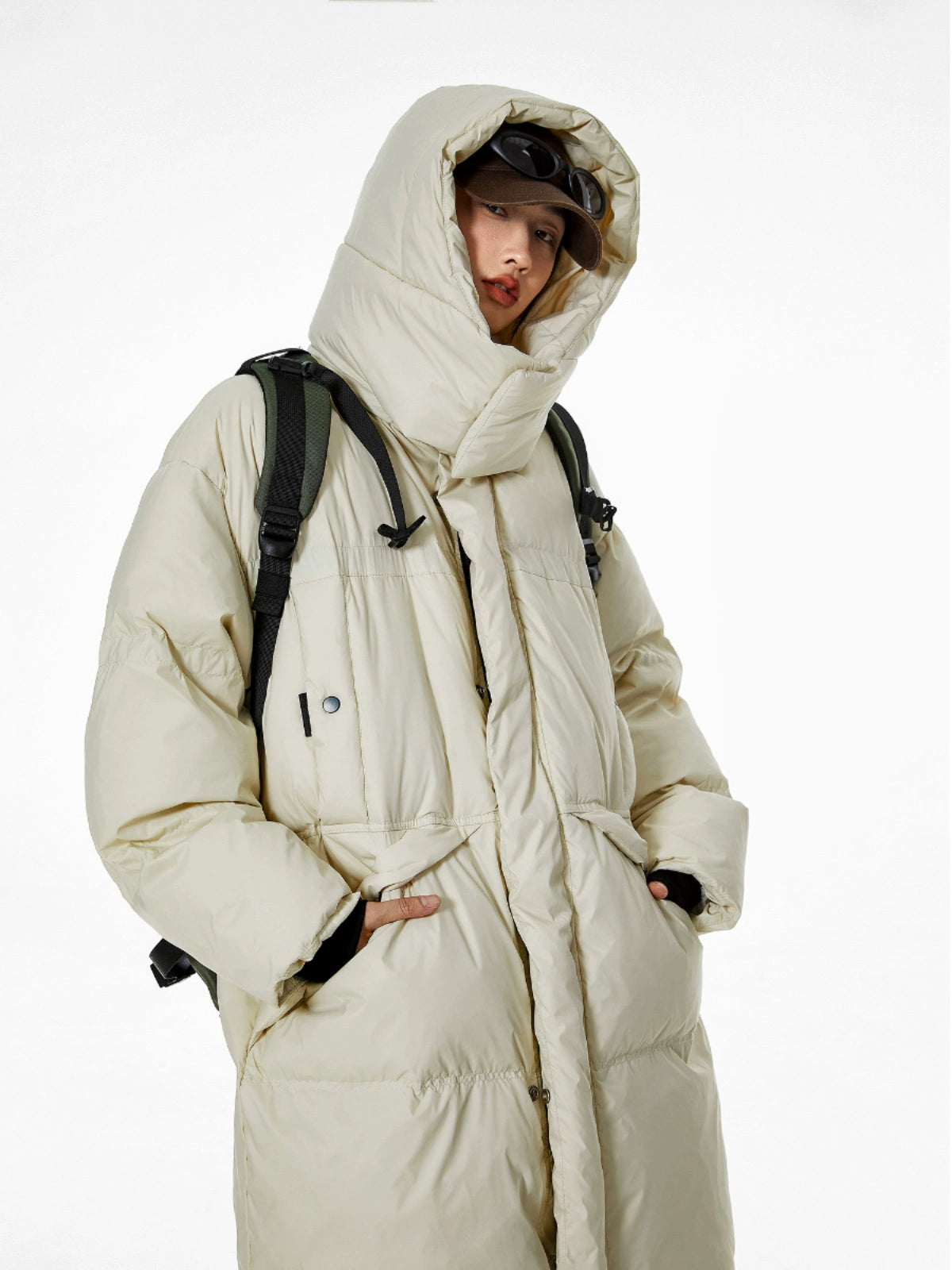 ICH MODE 美式复古中长款羽绒服女款冬季流行面包服外套2024新款