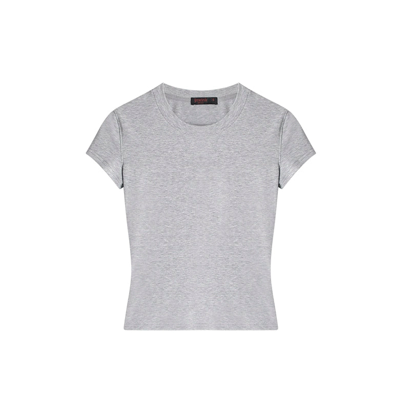 野生zero 白黑灰色正肩短袖t恤女夏季辣妹修身显瘦短款上衣打底衫