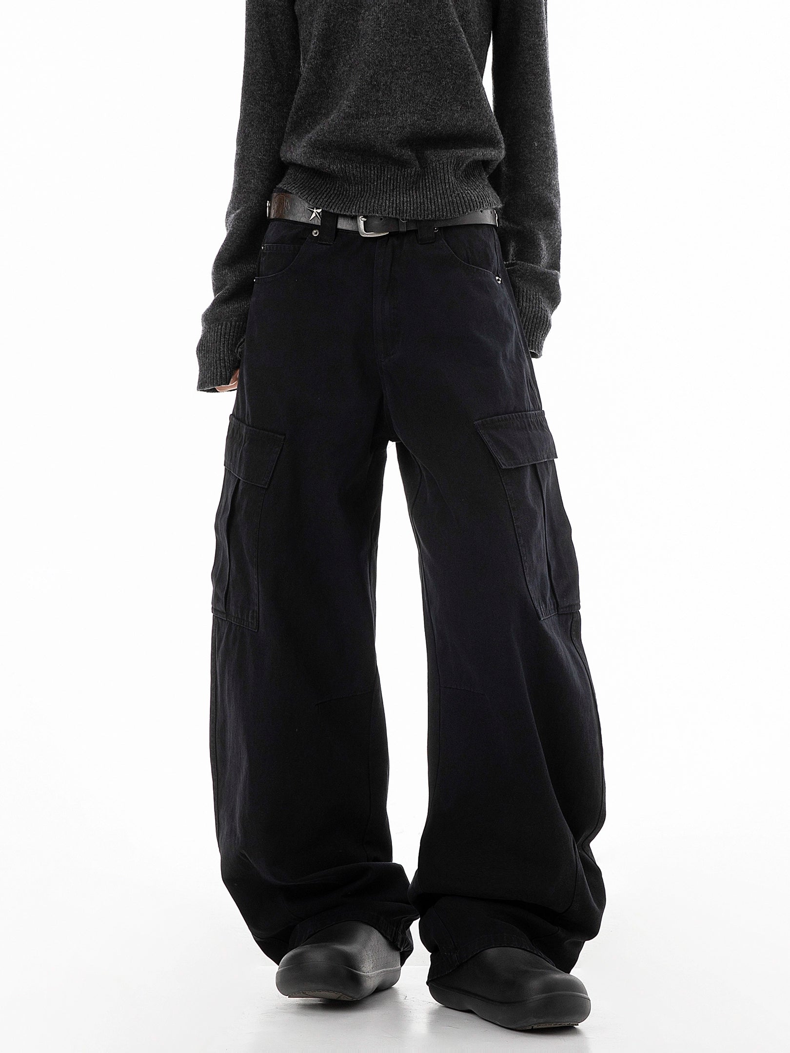 ICH MODE 美式口袋工装裤女2025新款流行宽松休闲裤直筒阔腿裤子