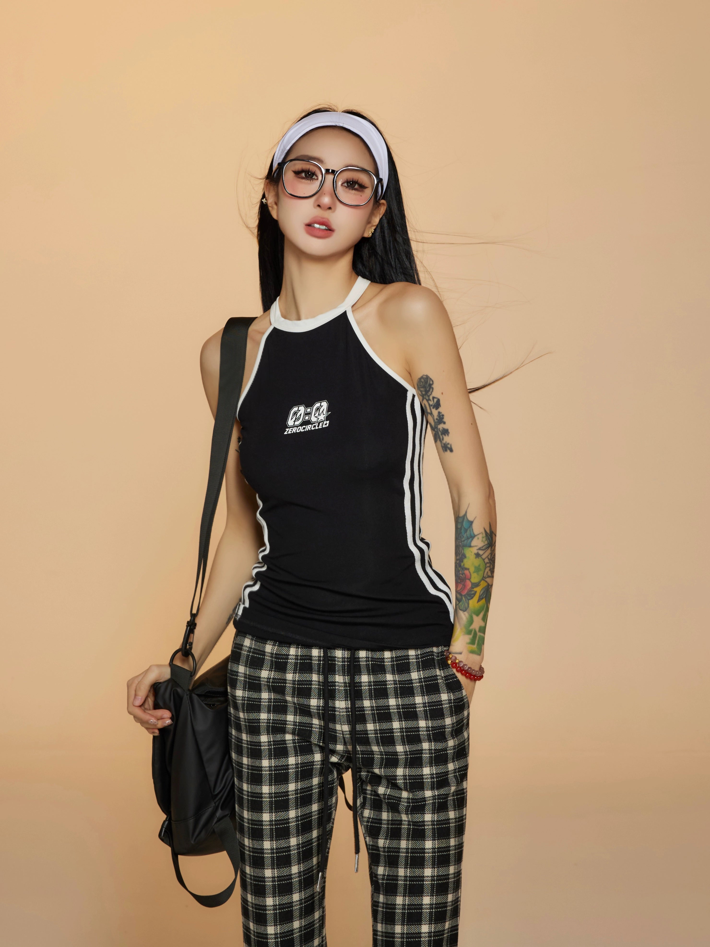 野生zero黑红绿色无袖背心女夏外穿内搭辣妹小众印花显瘦紧身上衣