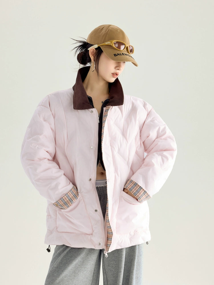 ICH MODE 美式复古棉服夹棉外套女款秋冬季轻薄棉衣棉袄夹克新款