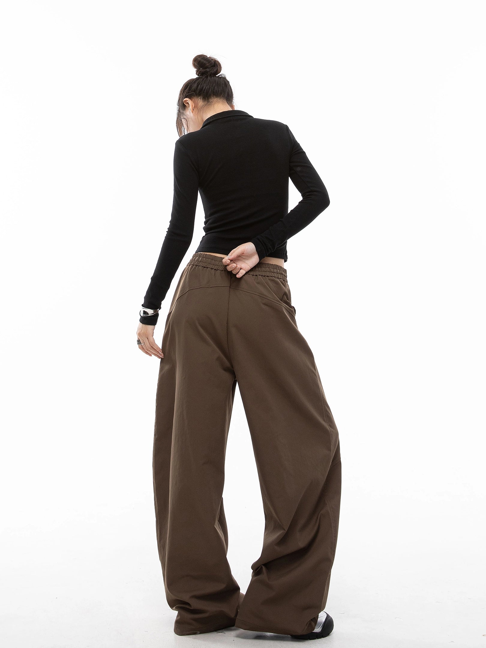 ICH MODE 美式复古弯刀休闲裤女宽松慵懒直筒裤子百搭阔腿运动裤