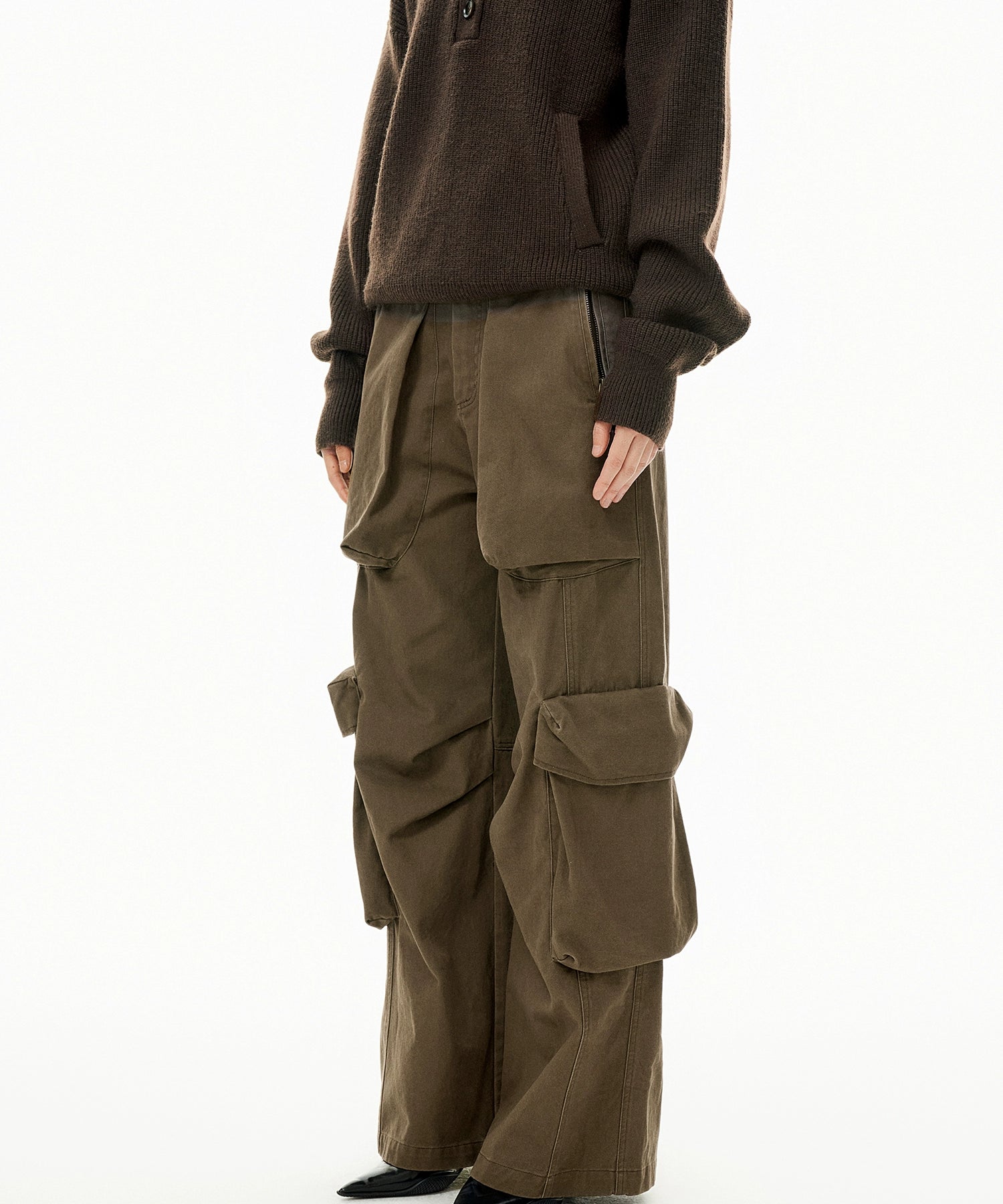 A姐同款 TERRAINCOGNITA X FIRSTFLOOR双色水洗做旧多口袋工装裤