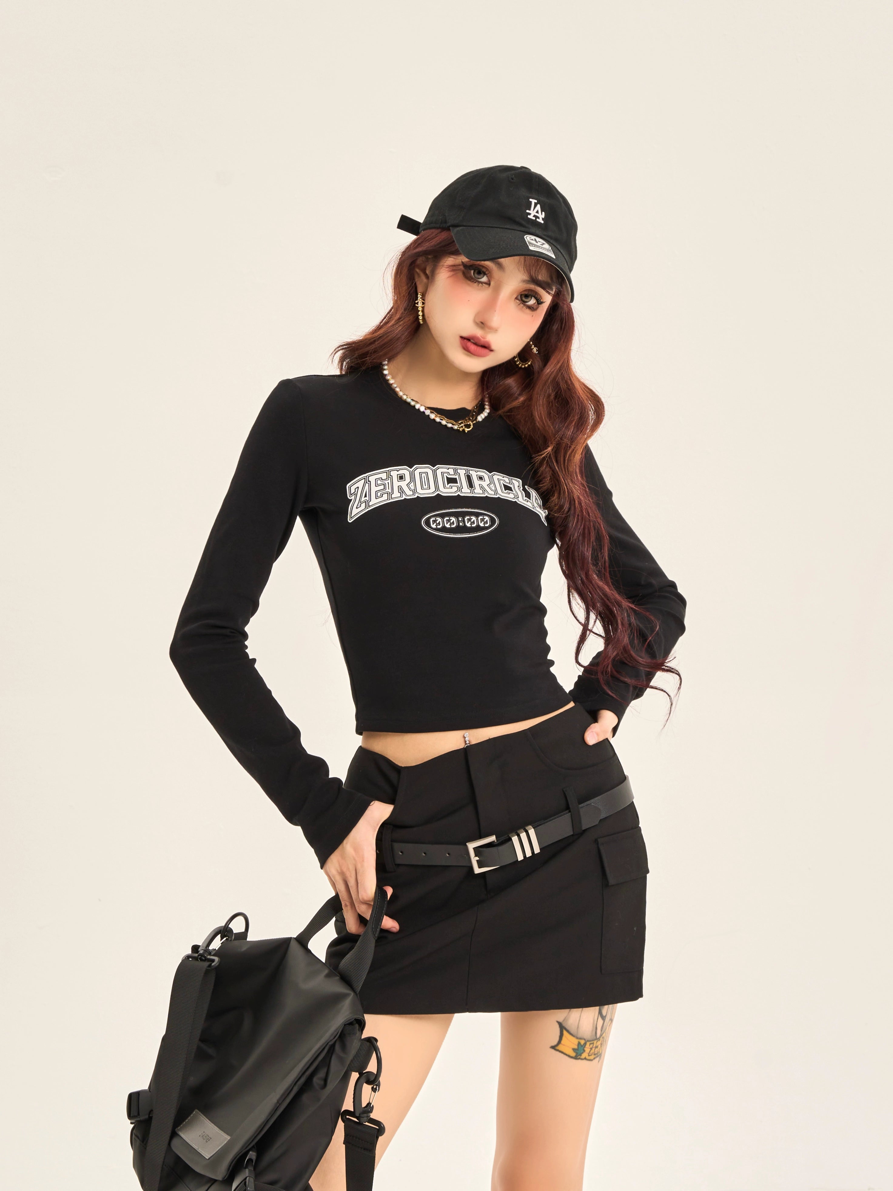 野生zerocircle黑棕色半身裙女夏季设计感辣妹修身显瘦包臀短裙子