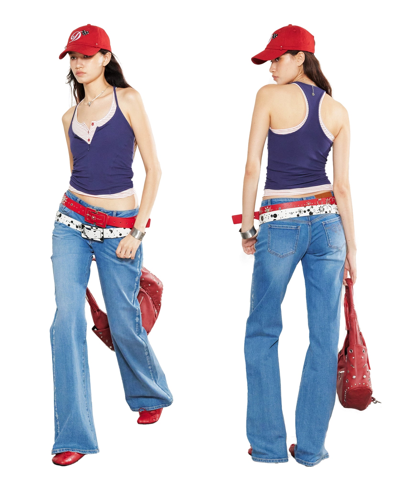 2th Desire真两件复古撞色亲肤叠穿甜辣工字背心吊带无袖上衣女