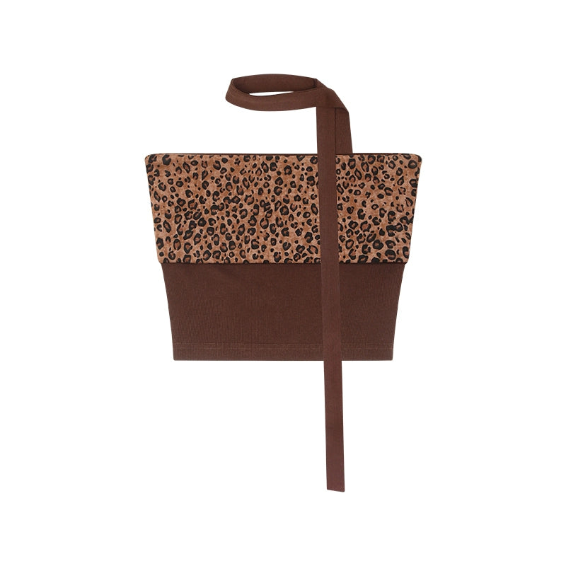 野生zero性感辣妹抹胸上衣外穿显瘦套装女夏豹纹显瘦休闲喇叭裤子