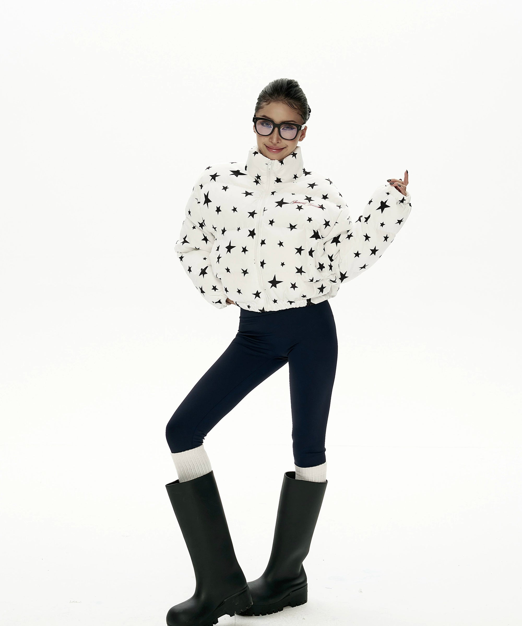 野生zero立领印花短款棉服女秋冬新款设计感小众宽松加厚棉衣外套