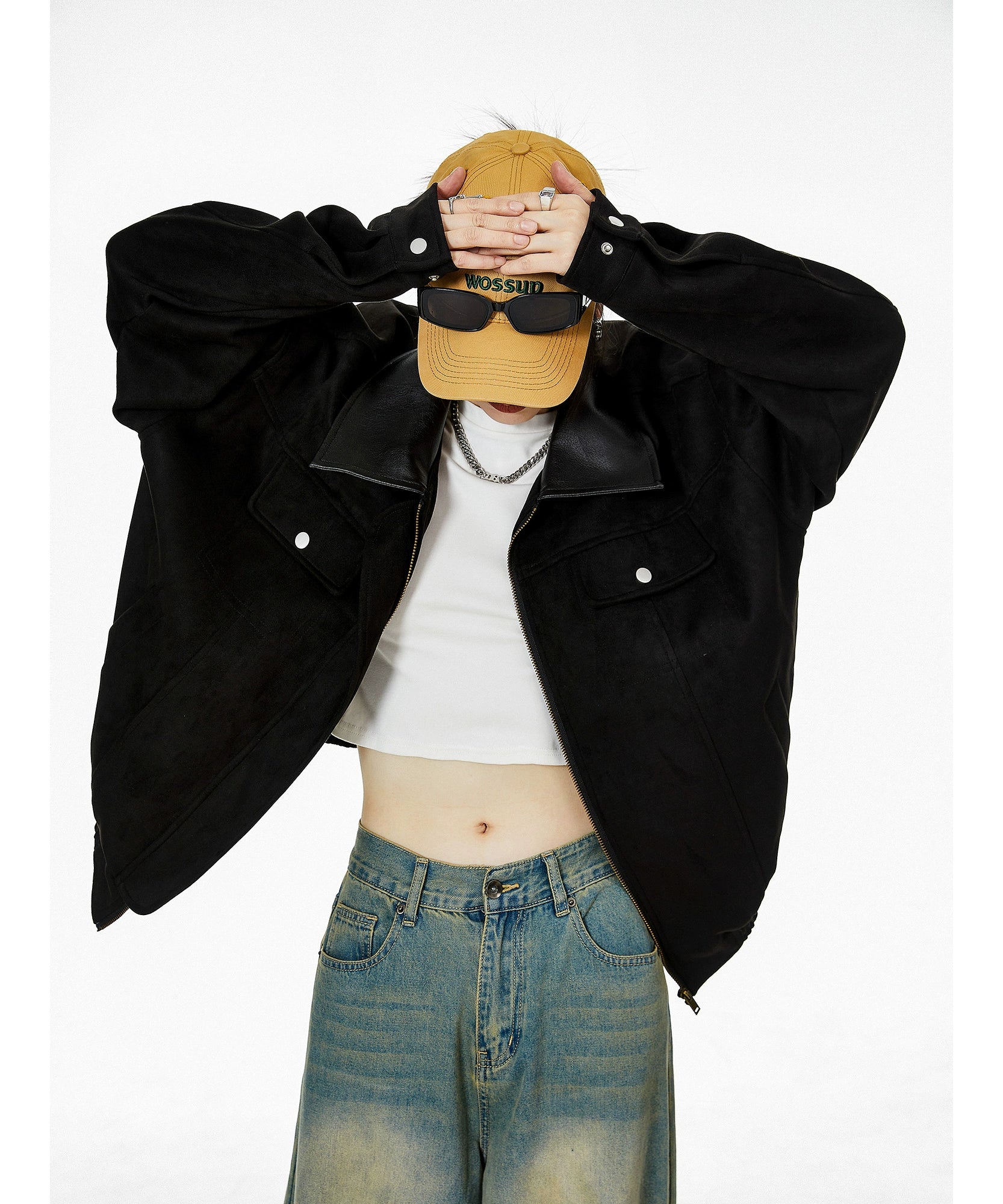 ICH MODE 美式复古巴恩风麂皮绒外套女2025新款秋冬工装夹克上衣