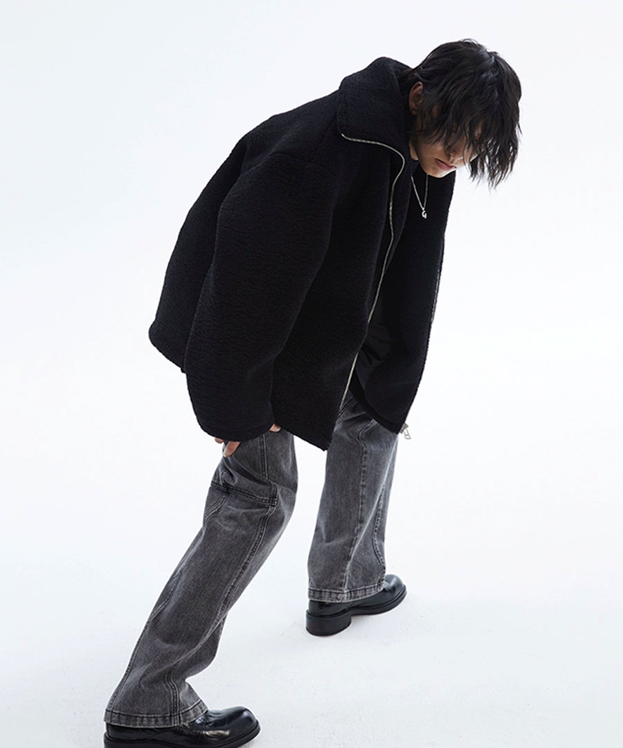 潮WOO专属TERRAINCOGNITA秋冬保暖重磅羊羔绒立领夹克防寒外套男