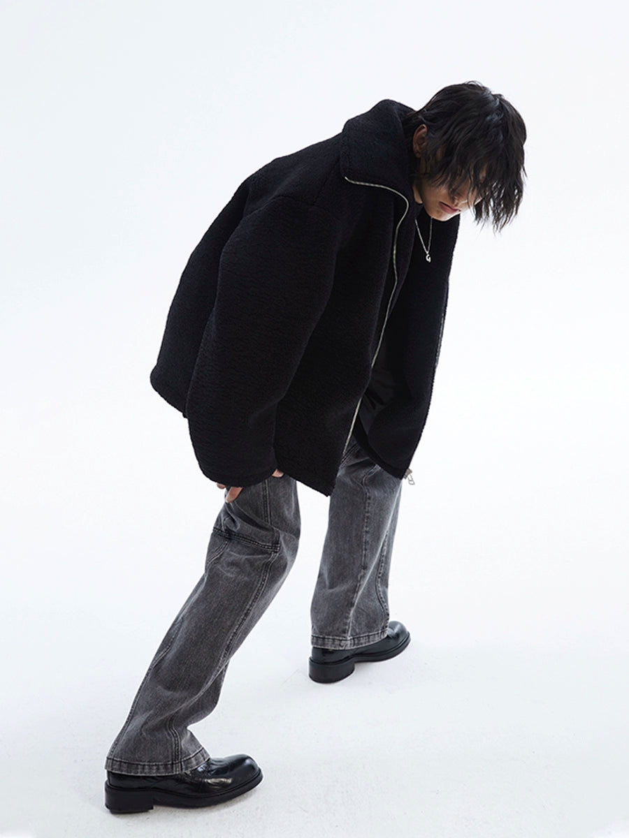 潮WOO专属TERRAINCOGNITA秋冬保暖重磅羊羔绒立领夹克防寒外套男