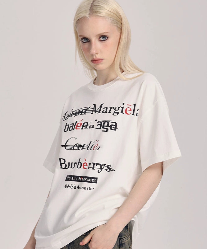 eeeeArtmonster创意"恶搞"标语美式高街ins圆领短袖T恤男女夏季潮