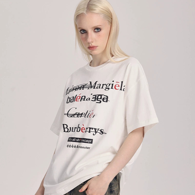 eeeeArtmonster创意"恶搞"标语美式高街ins圆领短袖T恤男女夏季潮