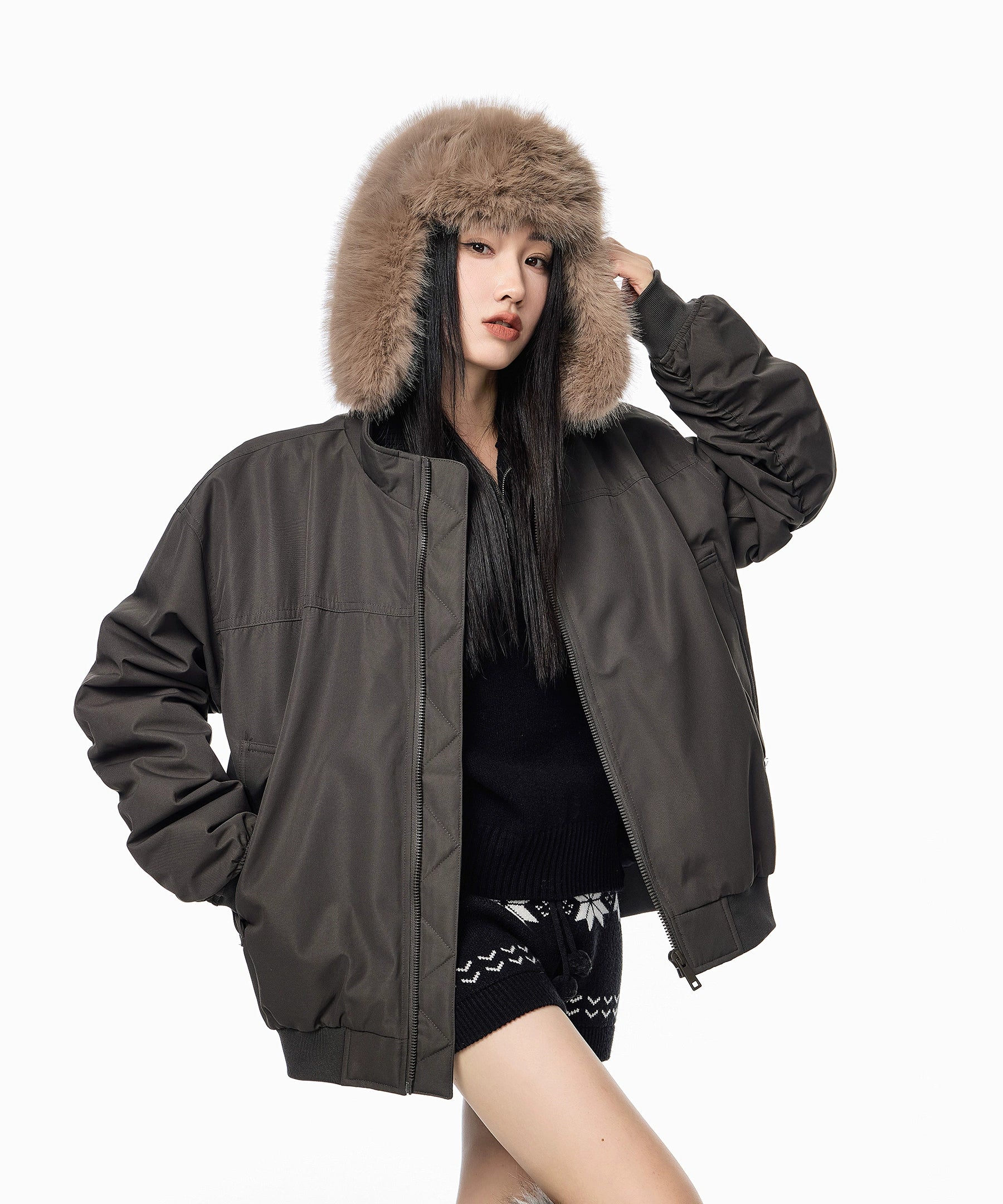 ICH MODE 90白鸭绒美式复古立领轻薄羽绒服女秋冬季保暖夹克外套