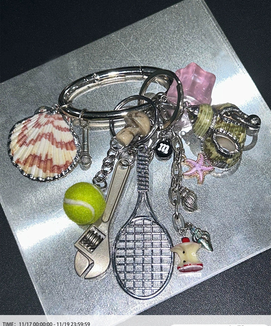 2th Desire多元素网球贝壳原创设计钥匙扣创意挂件个性包挂挂饰