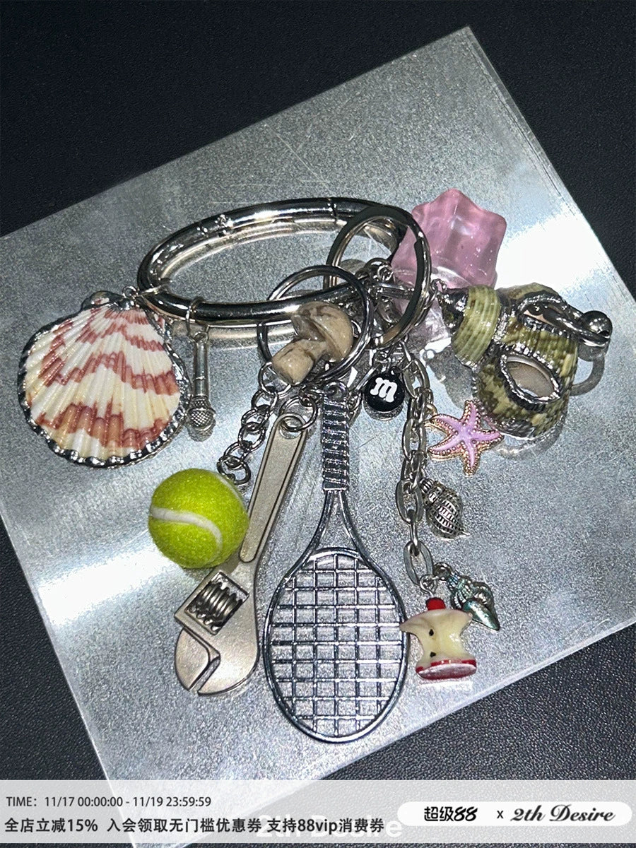 2th Desire多元素网球贝壳原创设计钥匙扣创意挂件个性包挂挂饰