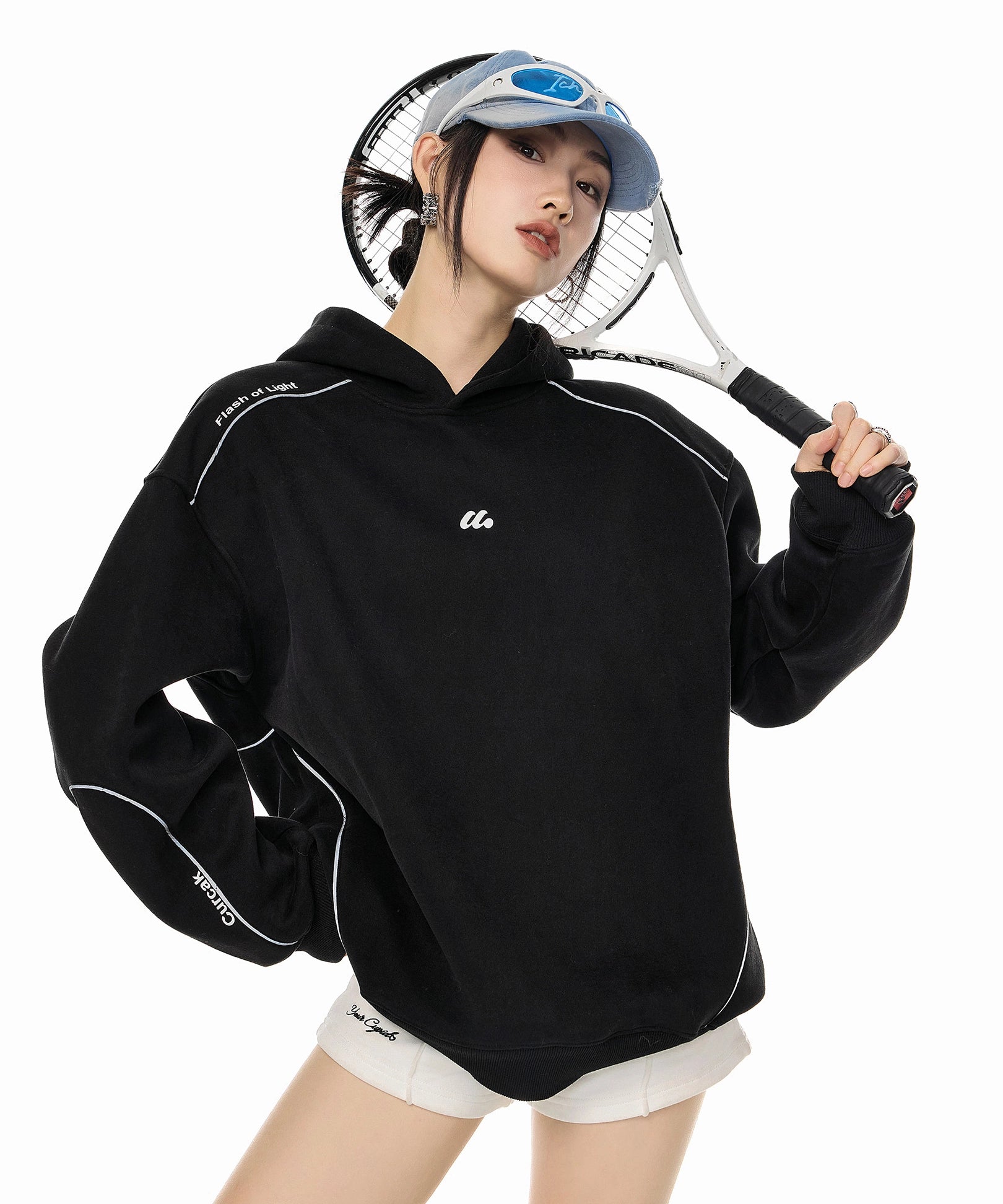 ICH MODE 美式复古宽松连帽卫衣女新款秋冬宽松运动上衣帽衫外套