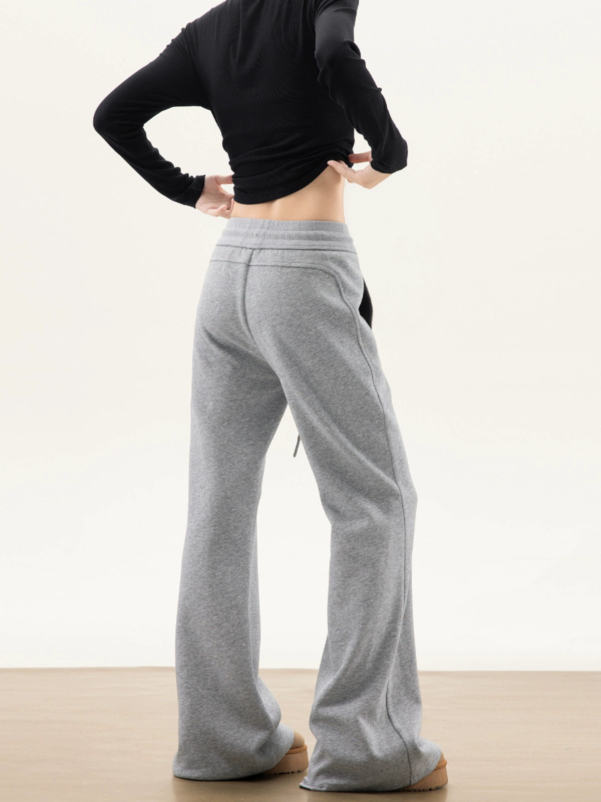 ICH MODE 美式复古微喇宽松卫裤运动裤女秋bf慵懒风休闲裤新款