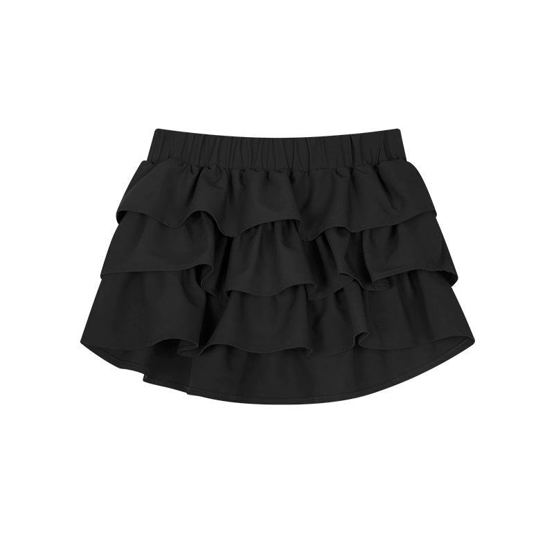 野生zerocircle 白黑红色半身裙女春夏辣妹小众a字显瘦蛋糕短裙子