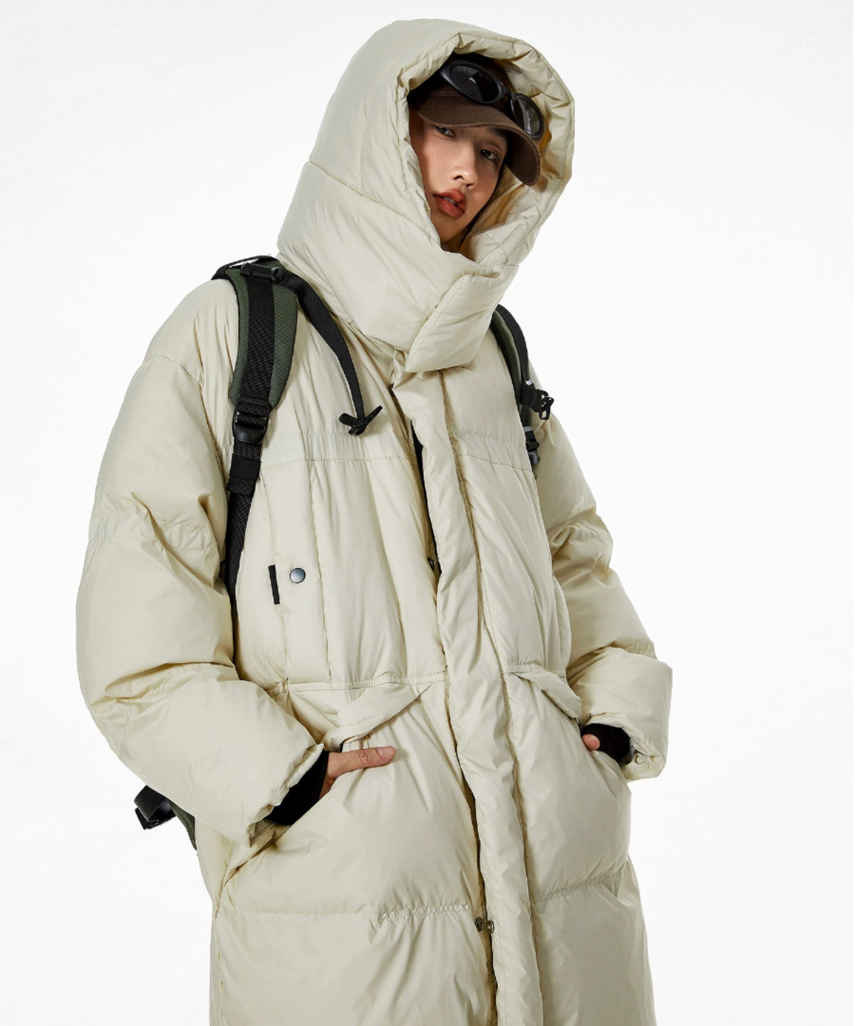 ICH MODE 美式复古中长款羽绒服女款冬季流行面包服外套2024新款