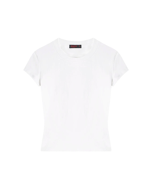 野生zero 白黑灰色正肩短袖t恤女夏季辣妹修身显瘦短款上衣打底衫