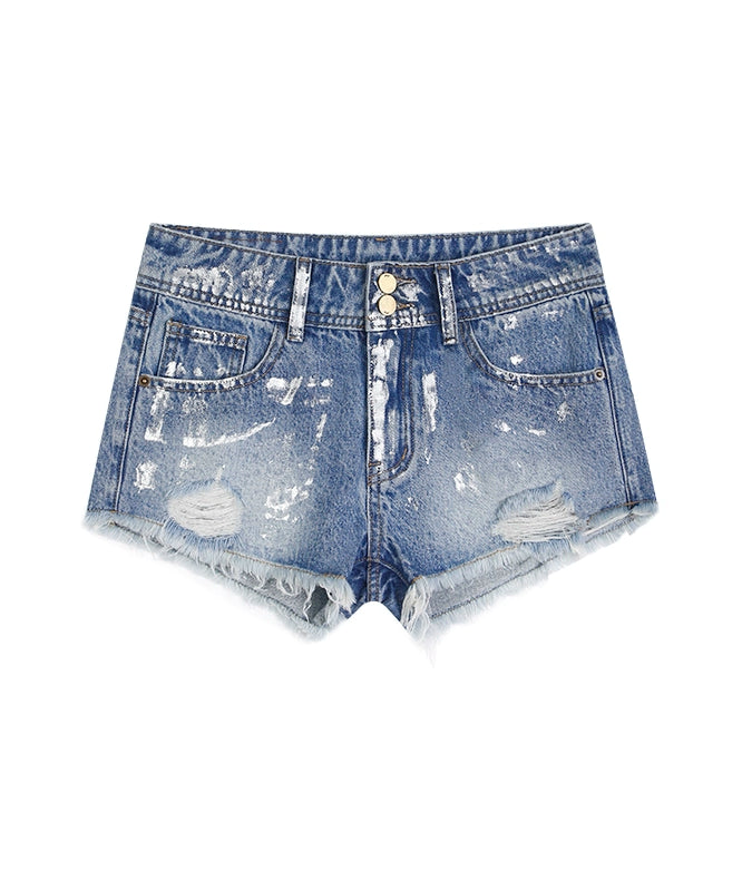 野生zerocircle浅蓝色低腰水洗牛仔短裤女春夏季辣妹修身显瘦裤子