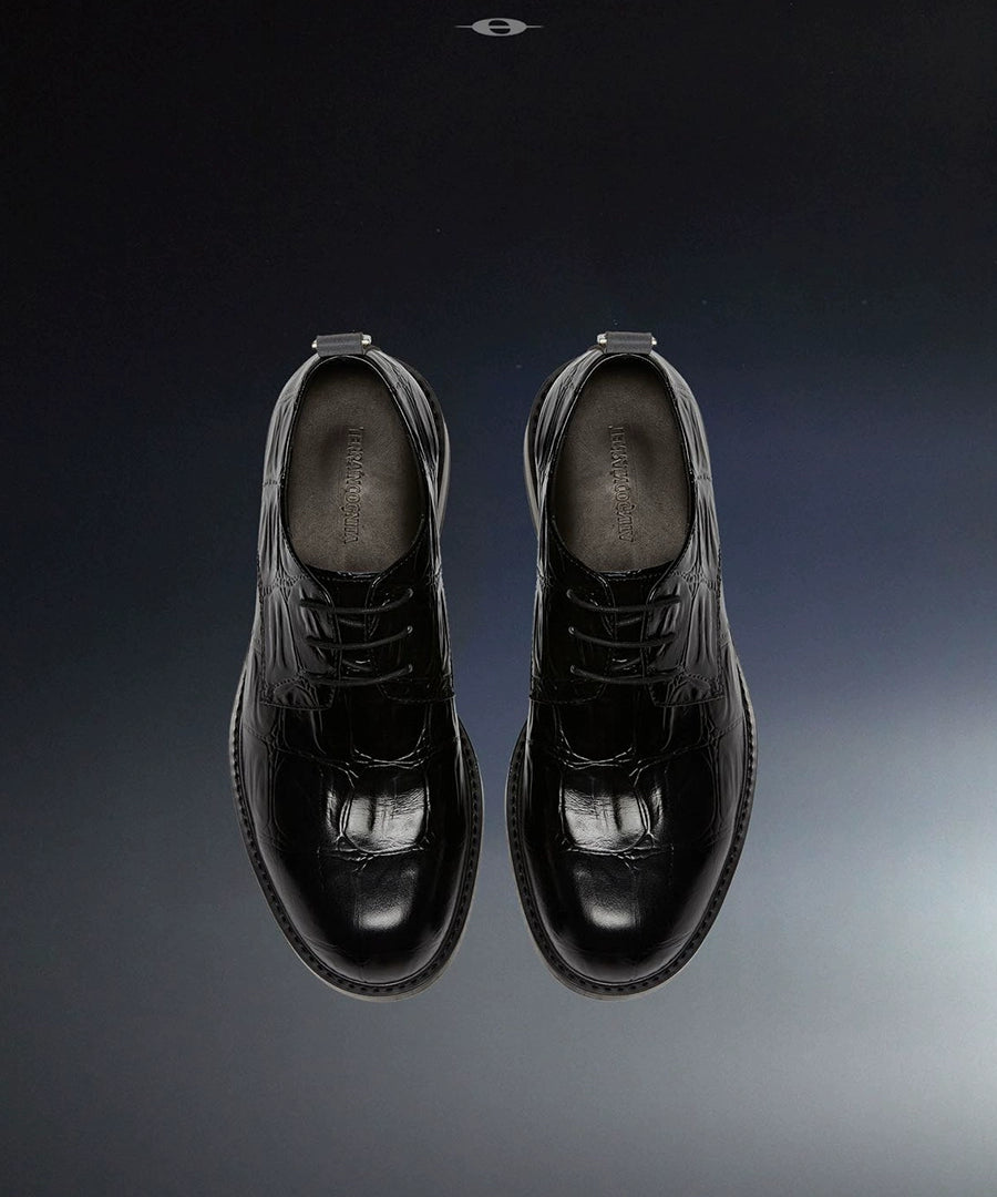 压纹拼接反光D扣通勤德比鞋增高休闲头层牛皮TERRAINCOGNITA