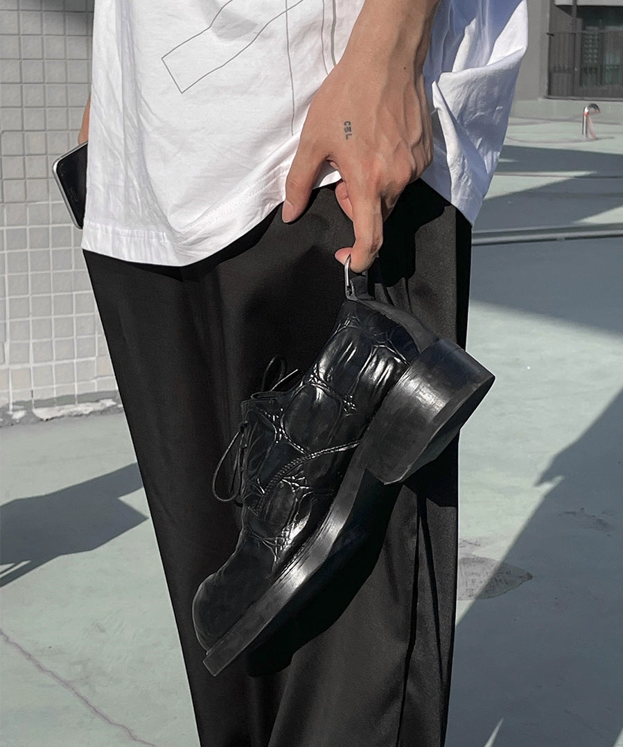 压纹拼接反光D扣通勤德比鞋增高休闲头层牛皮TERRAINCOGNITA