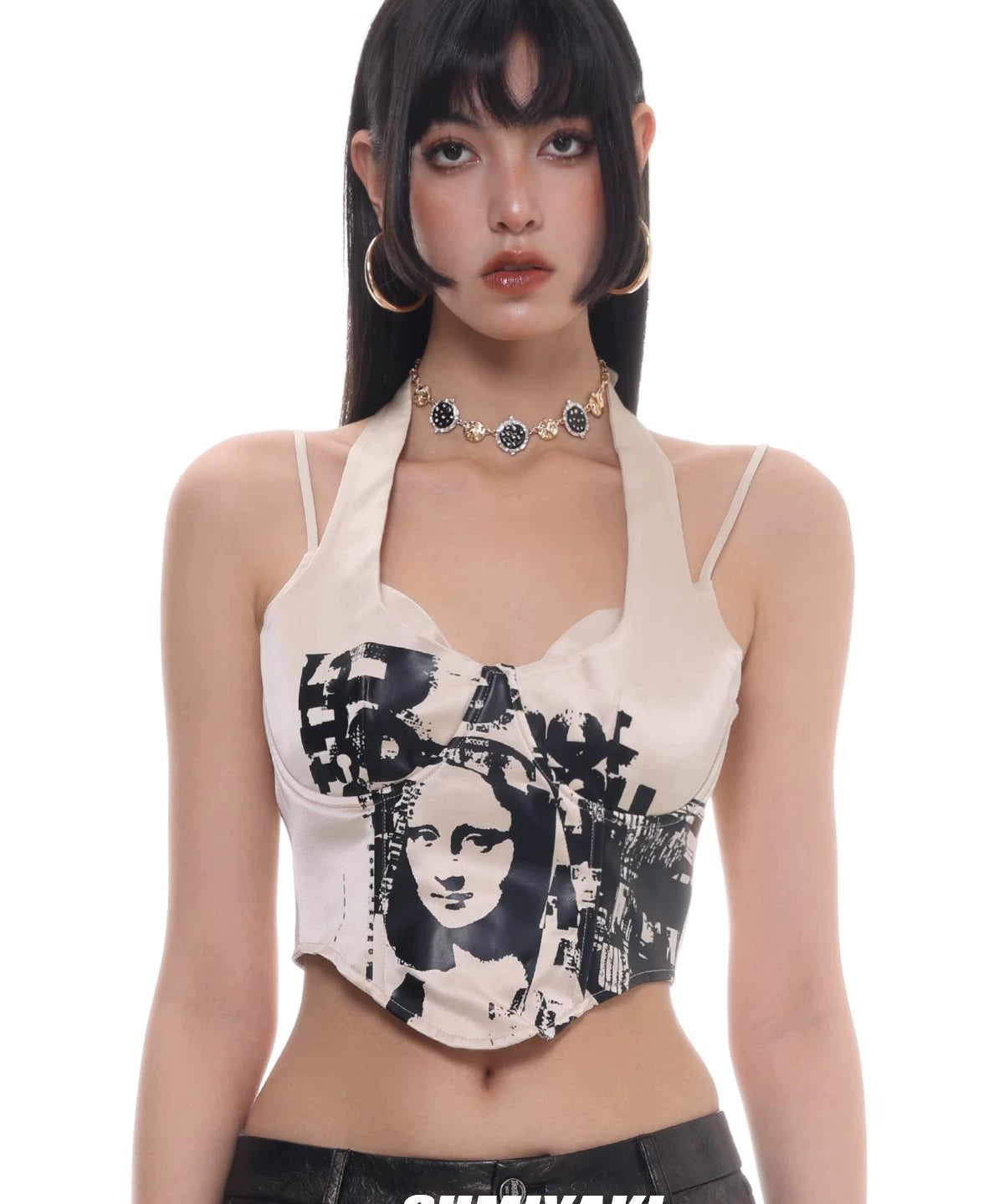 复古金属感！SUMIYAKI高级黑金蝴蝶纽扣圆盘项链女小众轻奢锁骨链