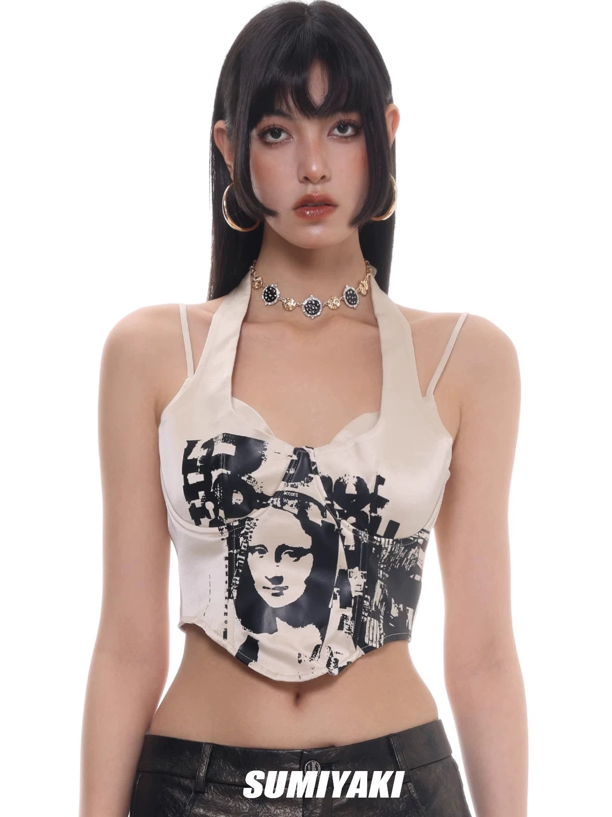 复古金属感！SUMIYAKI高级黑金蝴蝶纽扣圆盘项链女小众轻奢锁骨链