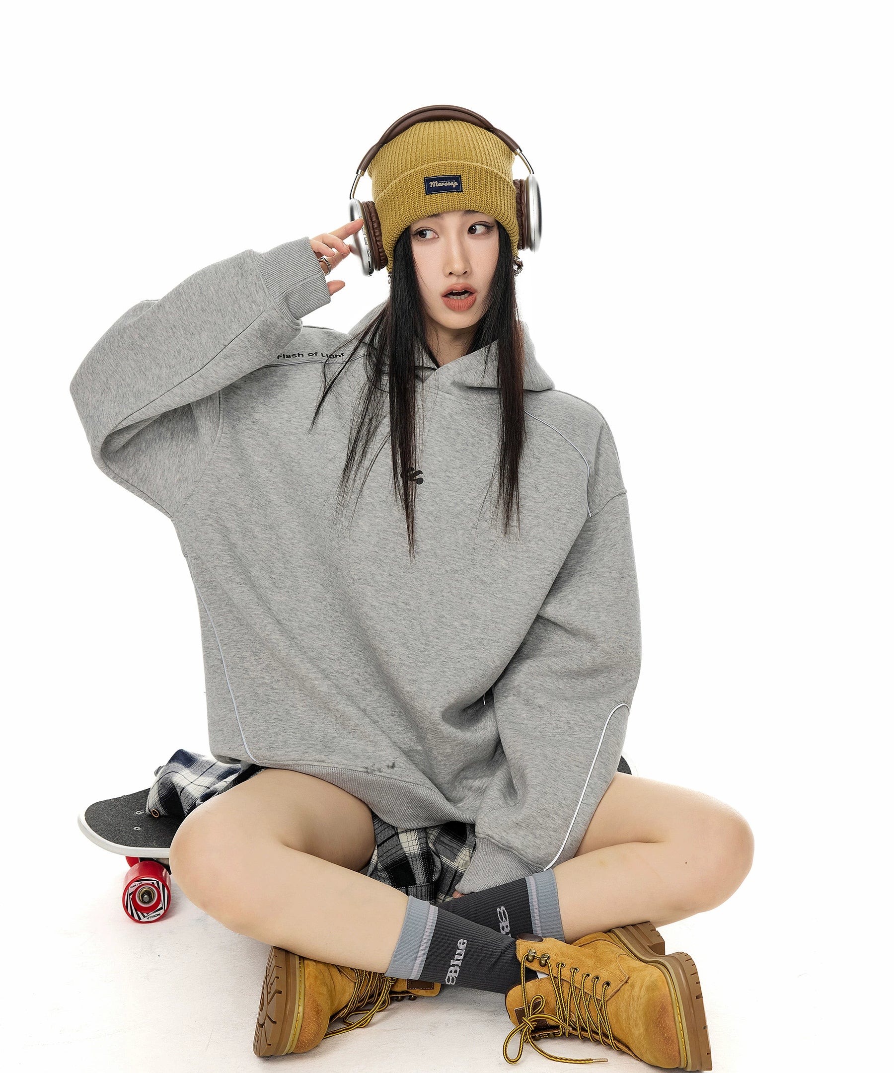 ICH MODE 美式复古宽松连帽卫衣女2025新款秋冬重磅休闲运动上衣