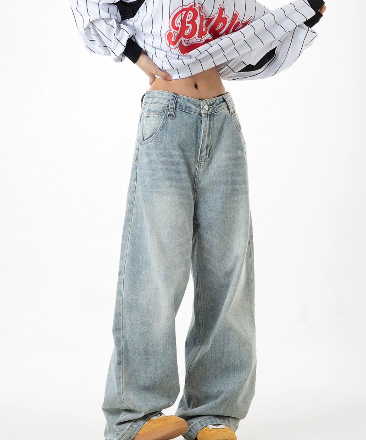 ICH MODE 美式复古宽松牛仔裤女2025新款直筒阔腿工装裤休闲裤子