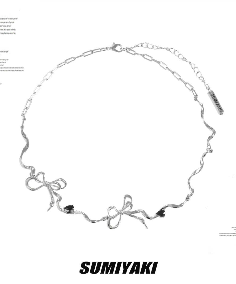 高级感！SUMIYAKI绷带系列项链女高级感高街金属感蝴蝶结锁骨链