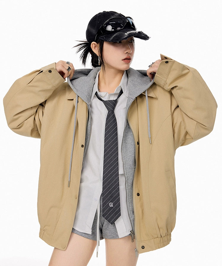 ICH MODE 美式复古哈灵顿外套女2025秋冬季新款翻领开衫夹克上衣