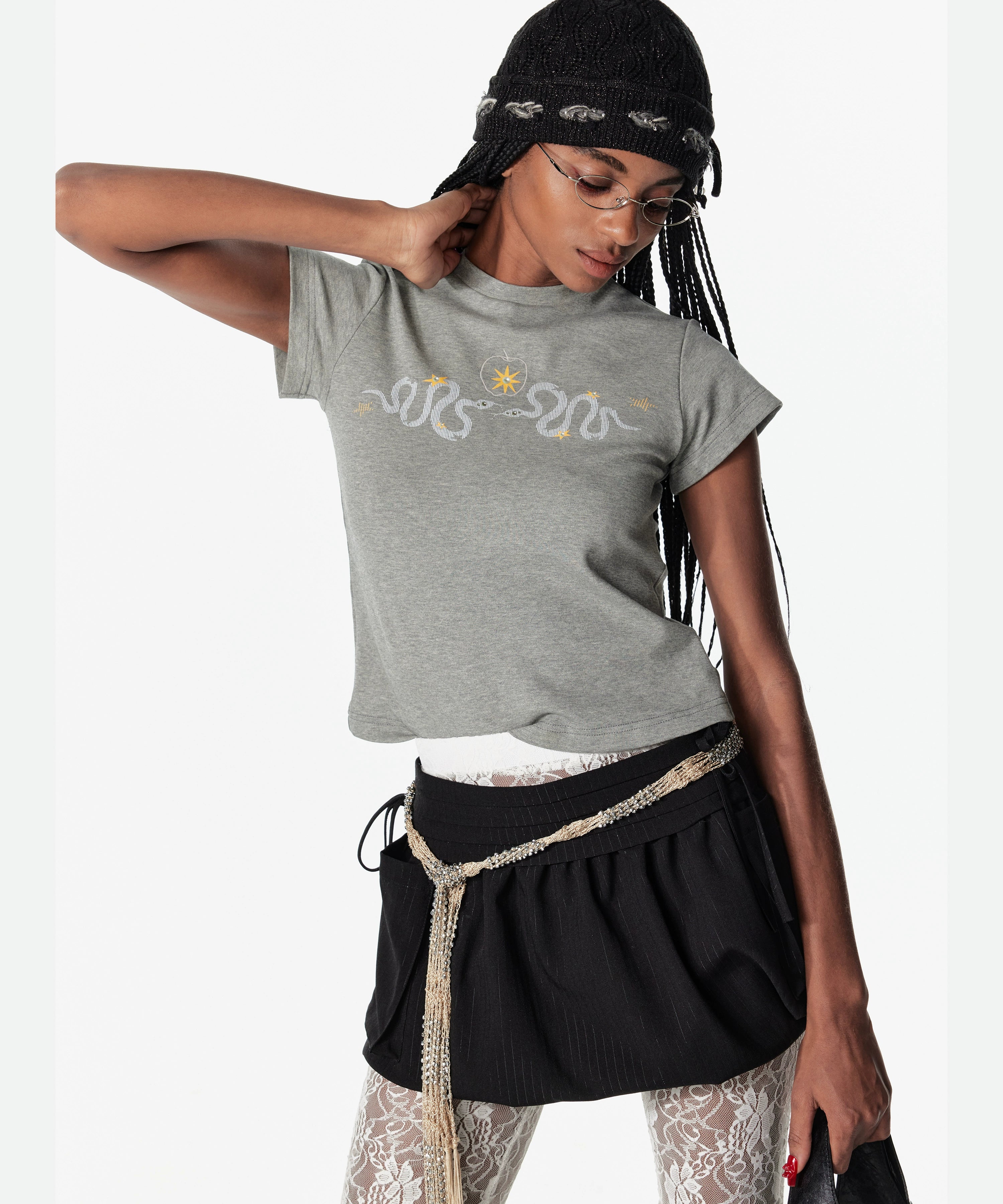 2th Desire蝴蝶结串珠绑带镂空立体花式包头帽织带针织帽毛线冷帽