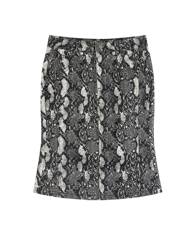 野生zero蛇纹开叉包臀半身裙女夏设计感小众辣妹显瘦直筒中长裙子