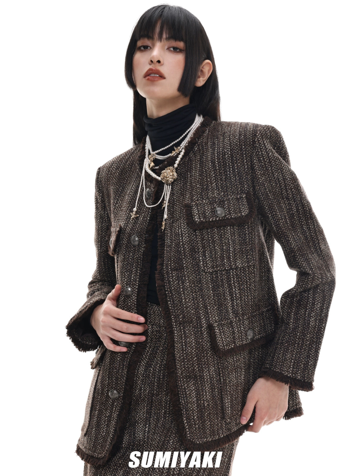 重工bi入款！SUMIYAKI原创美拉德美式珍珠项链重工小众个性毛衣链