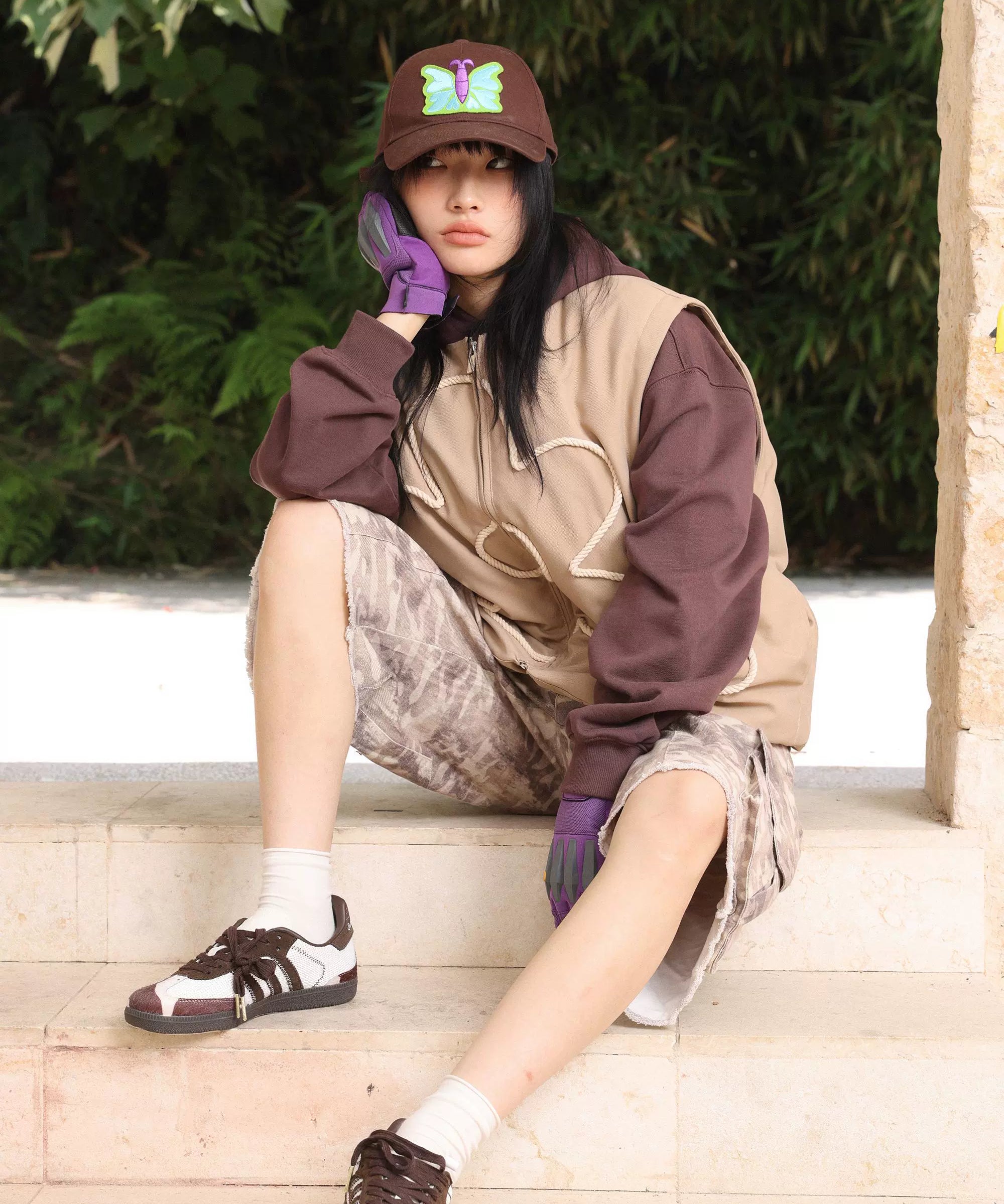 eeeeArtmonster绳绣花朵背心棉马甲加厚保暖坎肩外搭棉服无袖外套