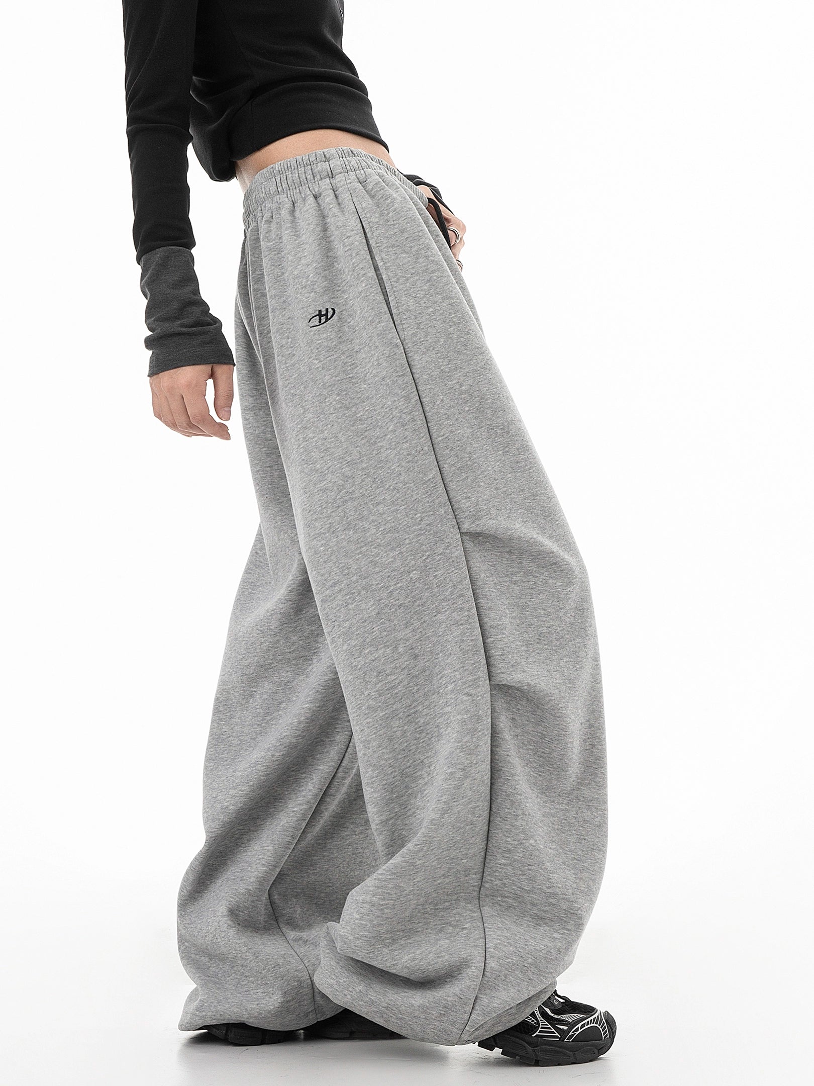 ICH MODE 美式复古伞兵休闲裤女宽松抽绳运动裤工装裤直筒阔腿裤