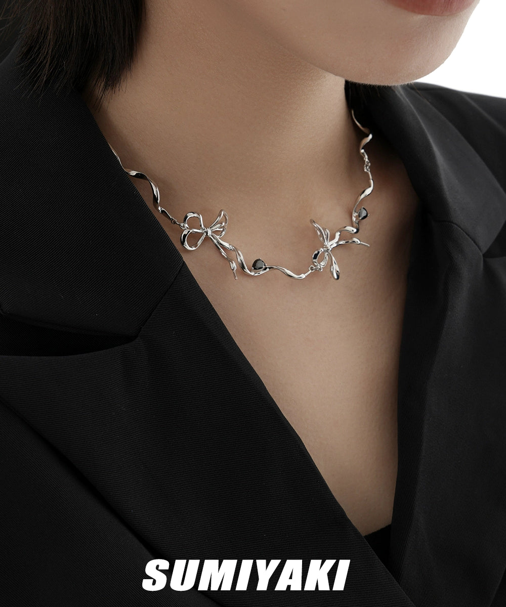 高级感！SUMIYAKI绷带系列项链女高级感高街金属感蝴蝶结锁骨链