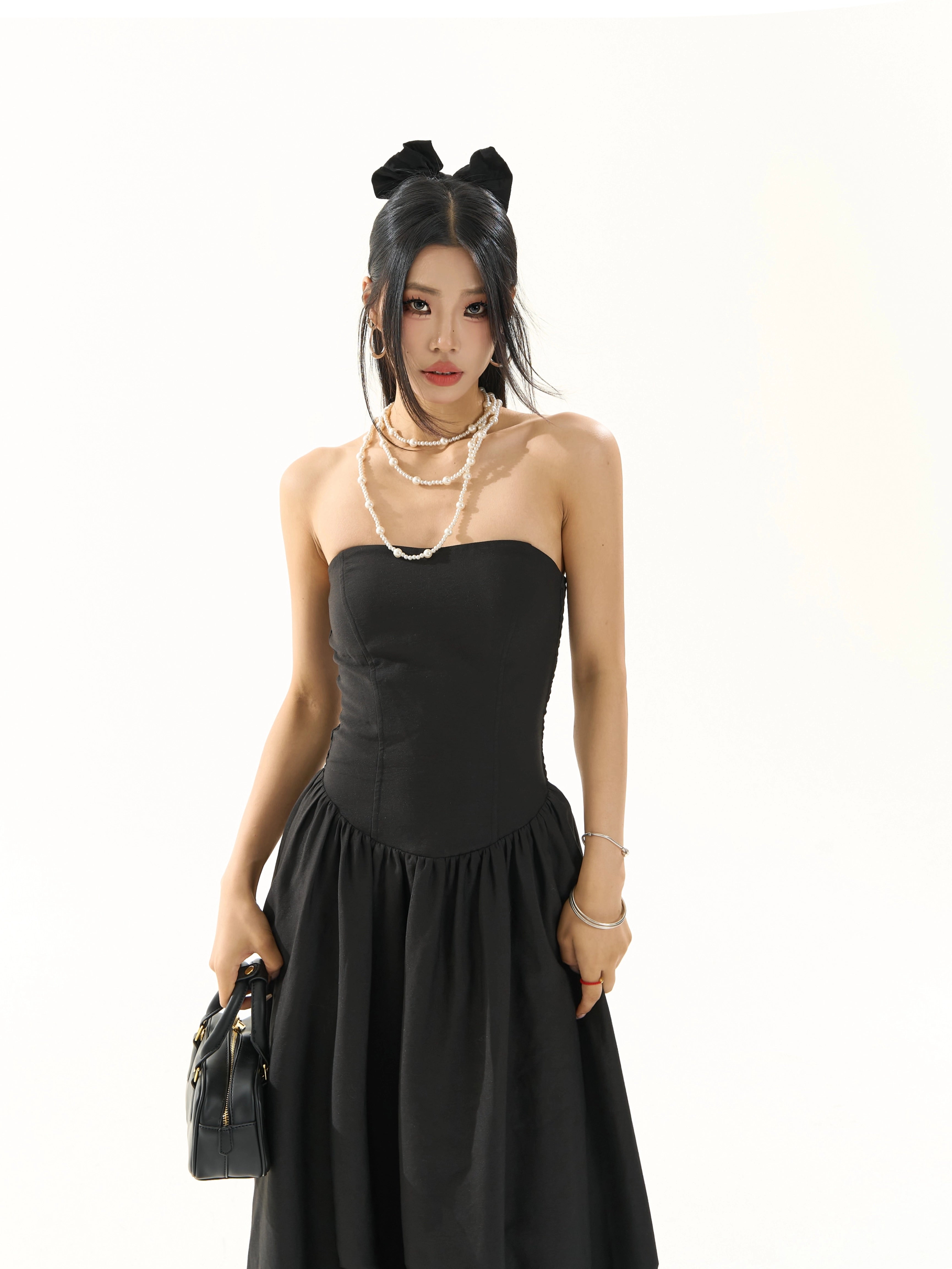 【5/20 20点 原创新品9折】野生zero“法式优雅”3色抹胸连衣裙